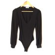 Vestique Black V-Neck Long Sleeve Bodysuit- Size S Fashion