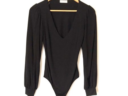 Vestique Black V-Neck Long Sleeve Bodysuit- Size S Fashion