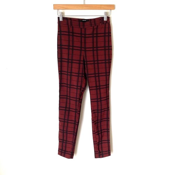 Forever 21 Burgundy Plaid Skinny Pants- Size XS (Inseam 27”) on Sale