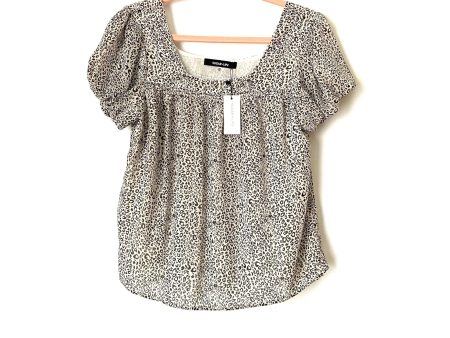 Sugar + Lips Animal Print Short Balloon Sleeve Blouse NWT- Size XS Hot on Sale