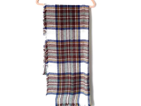 No Brand Brown and Blue Plaid Blanket Scarf For Discount