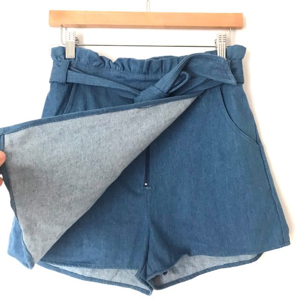 Blue Blush Chambray Paperbag Waist Skirt with Shorts Underneath NWT- Size M Sale