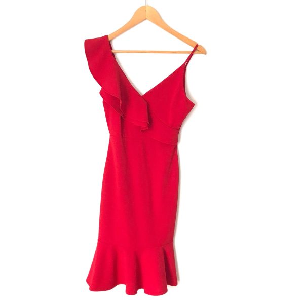 Aqua Brand Red Ruffled Hem Dress- Size XS For Sale