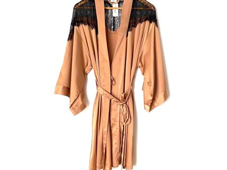 Soma Brown Satin Black Lace Robe NWT- Size S M (sold out online) Discount