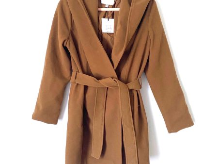 JACK by BB DAKOTA Camel Brown Belted Oversized Shawl Hooded Coat NWT- Size M (sold out online) Hot on Sale