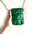 Zara Metallic Green Quilted Nylon Mini Crossbody on Sale