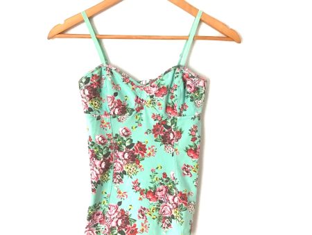 Turquoise Floral Structured Camisole- Size S For Cheap