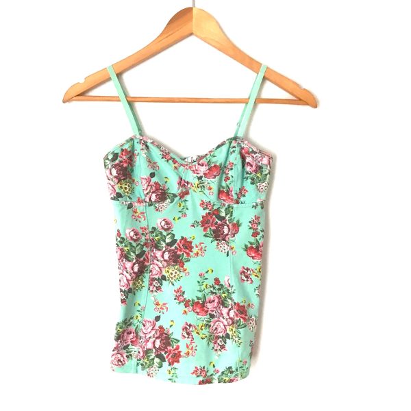 Turquoise Floral Structured Camisole- Size S For Cheap