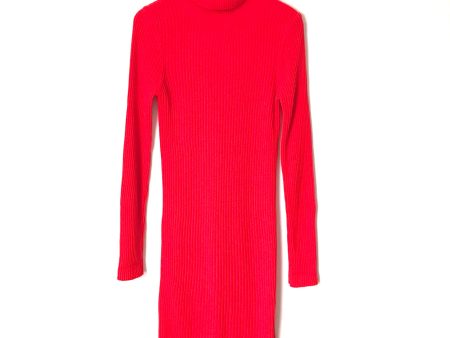 ASOS Red Ribbed Roll Neck Sweater Dress- Size 12 For Sale