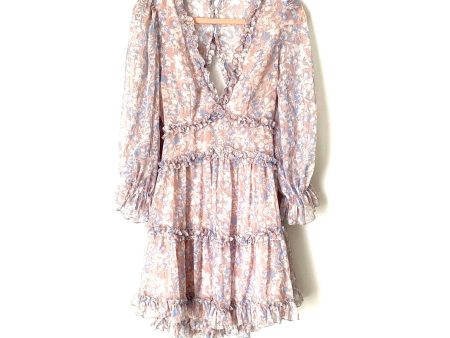 Aura Blush Pink and Blue Floral Ruffle Dress with Open Back NWT- Size M Supply