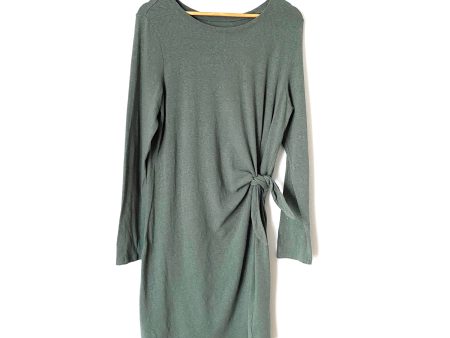 Aerie Green Side Tie Long Sleeve Dress- Size L Online Hot Sale