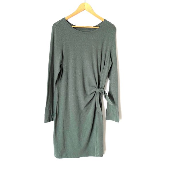 Aerie Green Side Tie Long Sleeve Dress- Size L Online Hot Sale