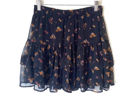 Free People Black Floral Ruffle Mini Skirt- Size S Online