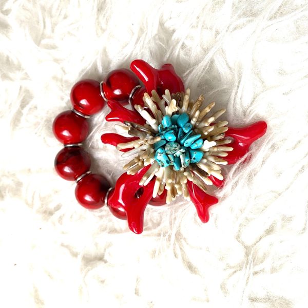 No Brand Red Coral Large Beaded Bracelet Online now