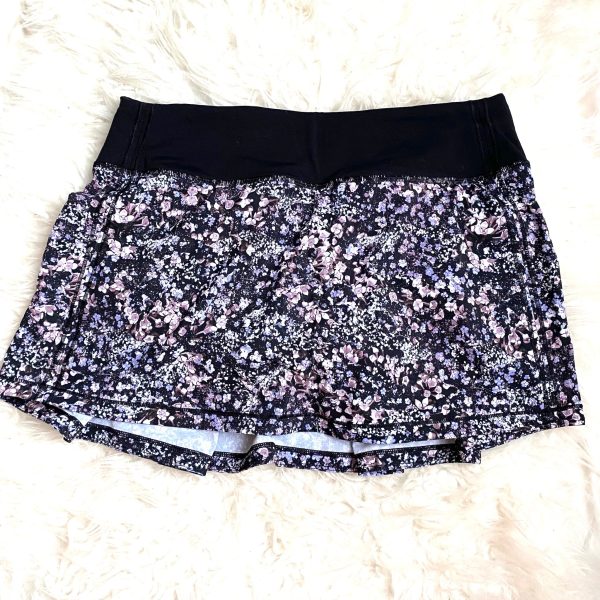 Lululemon Black Floral Skirt with Shorts Underneath- Size 4 (we have matching sports bra) For Sale