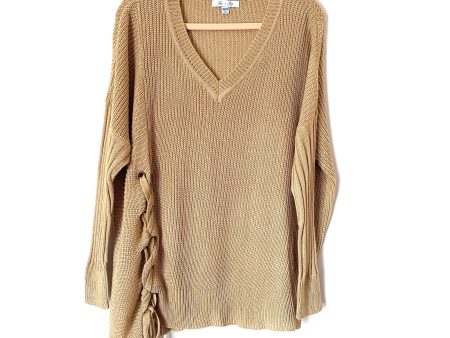 She + Sky Beige Side Tie Knit Sweater Dress- Size OS Hot on Sale