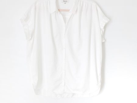 Madewell White Collared Short Sleeve Top- Size L Fashion