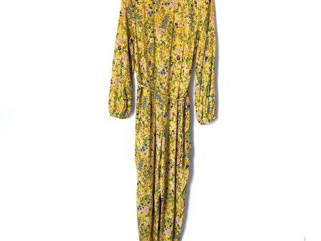 Old Navy Yellow Floral Belted Jumpsuit- Size M Tall Sale