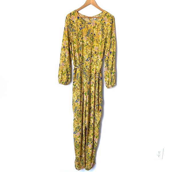 Old Navy Yellow Floral Belted Jumpsuit- Size M Tall Sale