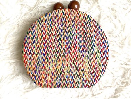 No Brand MultiColor Woven Round Hard Bag with Detachable Gold Chain NWOT (sold out online) on Sale