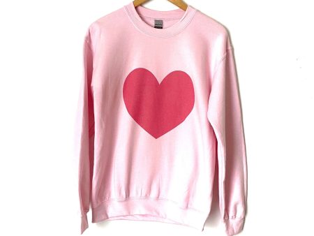 Gildan Pink Heart Pullover- Size S Fashion