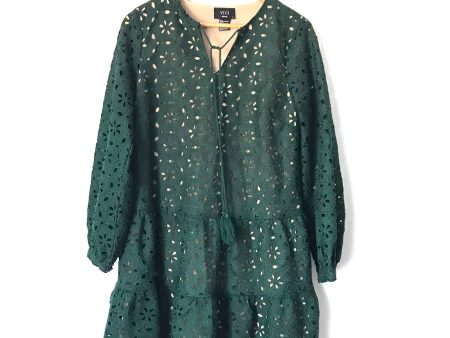 Vici Hunter Green Eyelet Long Sleeve Dress- Size S Online now