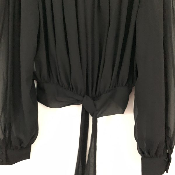 Vestique Black Sheer Mock Neck Tie Front Top NWT- Size S For Discount