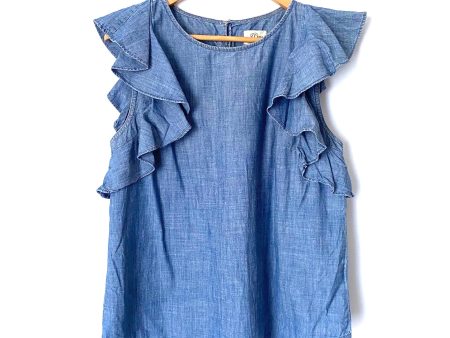 J Crew Chambray Ruffle Tank- Size 8 Hot on Sale