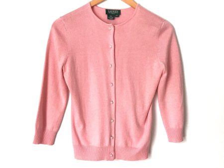 Ralph Lauren Pink Pearl Button Cardigan- Size P S Online now