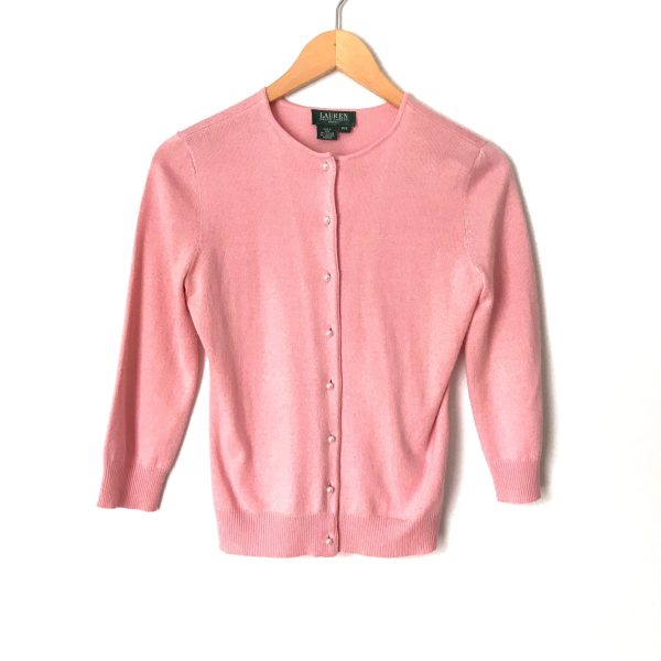 Ralph Lauren Pink Pearl Button Cardigan- Size P S Online now