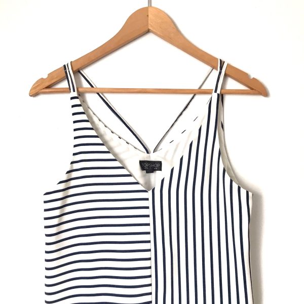 Topshop Navy and White Striped Tank- Size S Online Sale