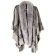 Kimberly.c Grey Faux Fur Collar Poncho NWT- One Size For Cheap