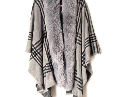 Kimberly.c Grey Faux Fur Collar Poncho NWT- One Size For Cheap