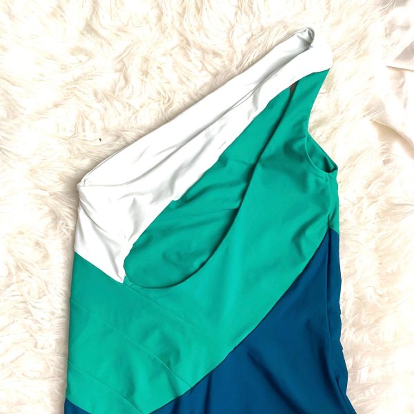 Summersalt Blue and Green  The Sidestroke  One Shoulder One Piece- Size 12 Online