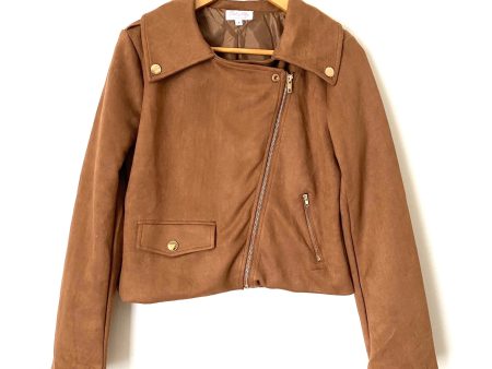 Pink Lily Brown Suede Moto Jacket- Size S (sold out online) Sale