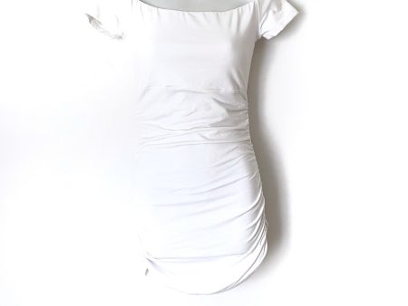 Susana Monaco White Off the Shoulder Ruched Sides Mini Dress- Size XS Discount