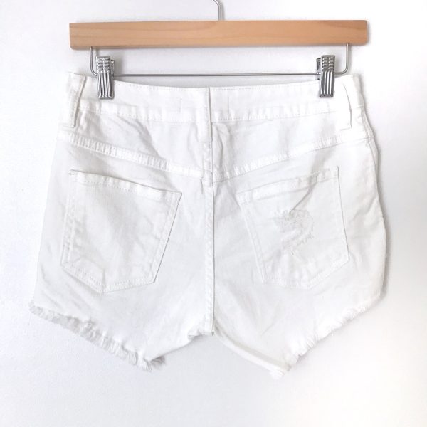 JUSTUSA White Button Up Front Distressed Cut Off Shorts- Size S For Cheap