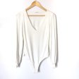 Vestique White V-Neck Long Sleeve Bodysuit- Size S Sale