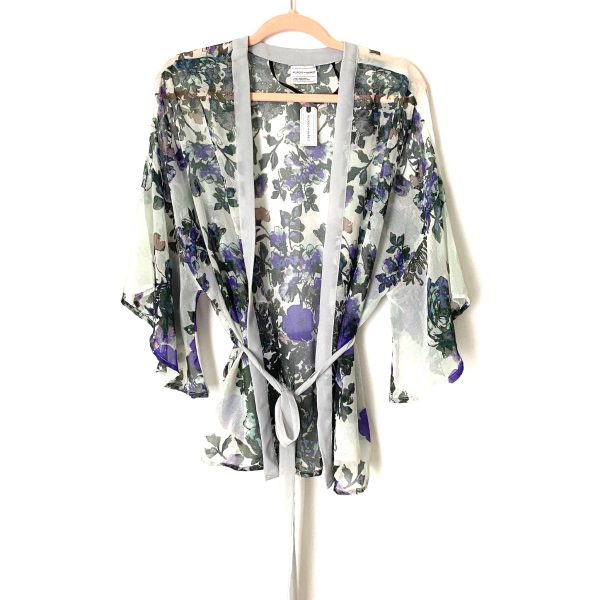 Melrose and Market Light Blue Floral Sheer Kimono NWT- size OS Online