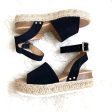 Soda Black Ankle Strap Espadrille Platform Shoes- Size 7 on Sale