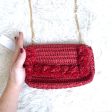 Loft Red Paper Straw Pom Pom Small Handbag NWT Sale