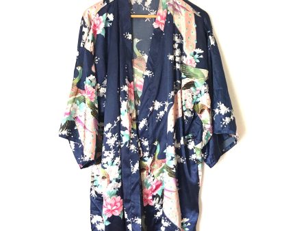 Veami Navy Floral Print Robe- Size L XL (see notes) For Sale