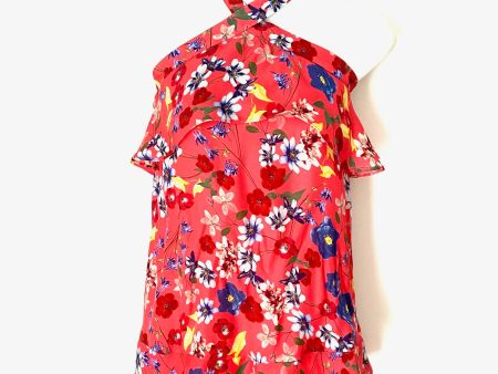 Parker Coral Silk Floral Halter Top NWT- Size XL Online now