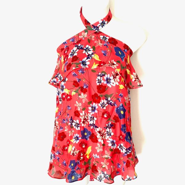 Parker Coral Silk Floral Halter Top NWT- Size XL Online now