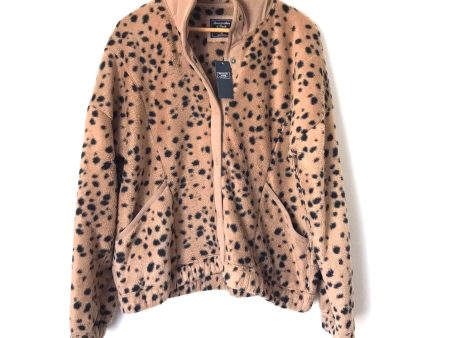 Abercrombie & Fitch Brown Animal Print Faux Fur Jacket NWT- Size XL Sale