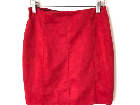 Vestique Red Faux Suede Elastic Waistband Mini Skirt- Size M Cheap