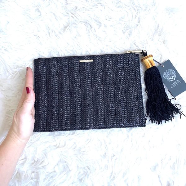 Vince Camuto Black Tassel Clutch NWT For Sale