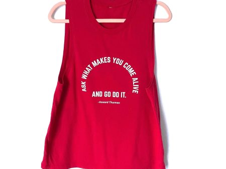 Soul Honey Red “Ask What Makes You Come Alive” Graphic Tank Top- Size ~S (See Notes) Online now