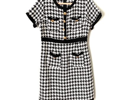 No Brand Houndstooth Faux Gold Lion Button Detail Dress- Size L Sale