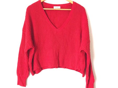 Vestique Red V Neck Cropped Sweater- Size S M Supply